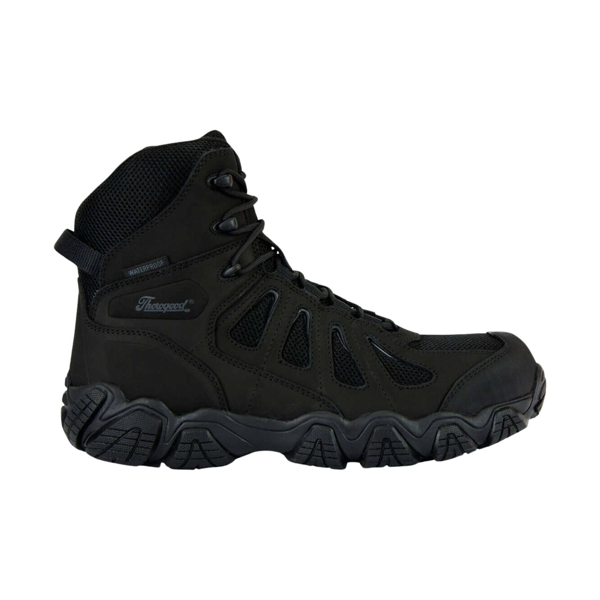 Thorogood Men's Crosstrex Series Side Zip Waterproof 6 Inch Composite Toe Work Boot - Black by Lenny's Shoe & Apparel