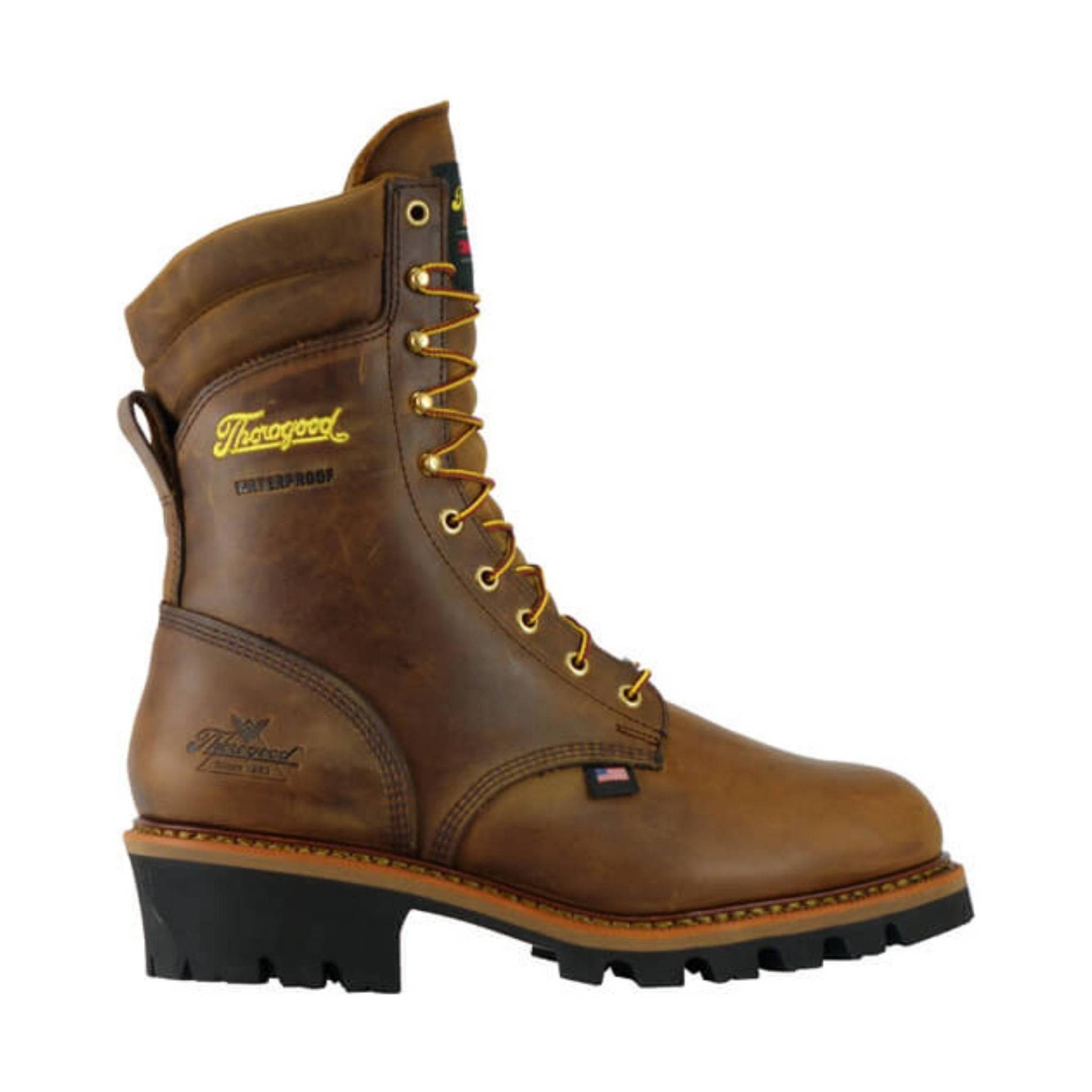 Thorogood Men's Logger 9 Inch 400g Insulated Waterproof Steel Toe Work Boot - Brown Trail Crazy Horse by Lenny's Shoe & Apparel