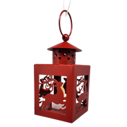 B/O Lighted Metal Holiday Lantern with LED Tealight - Red