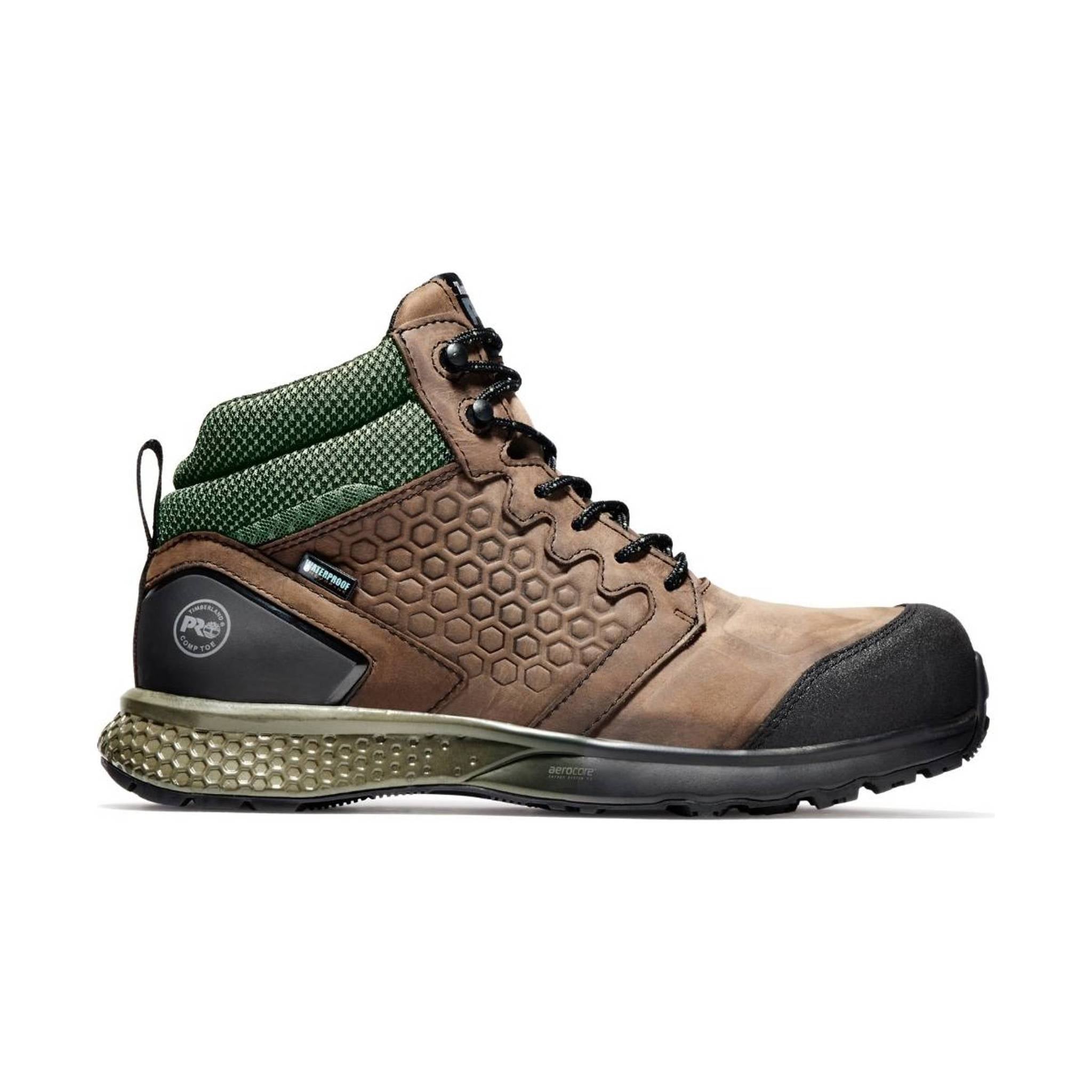 Timberland Pro Men's Reaxion Mid Composite Toe Work Boot - Brown Full-Grain/Green by Lenny's Shoe & Apparel