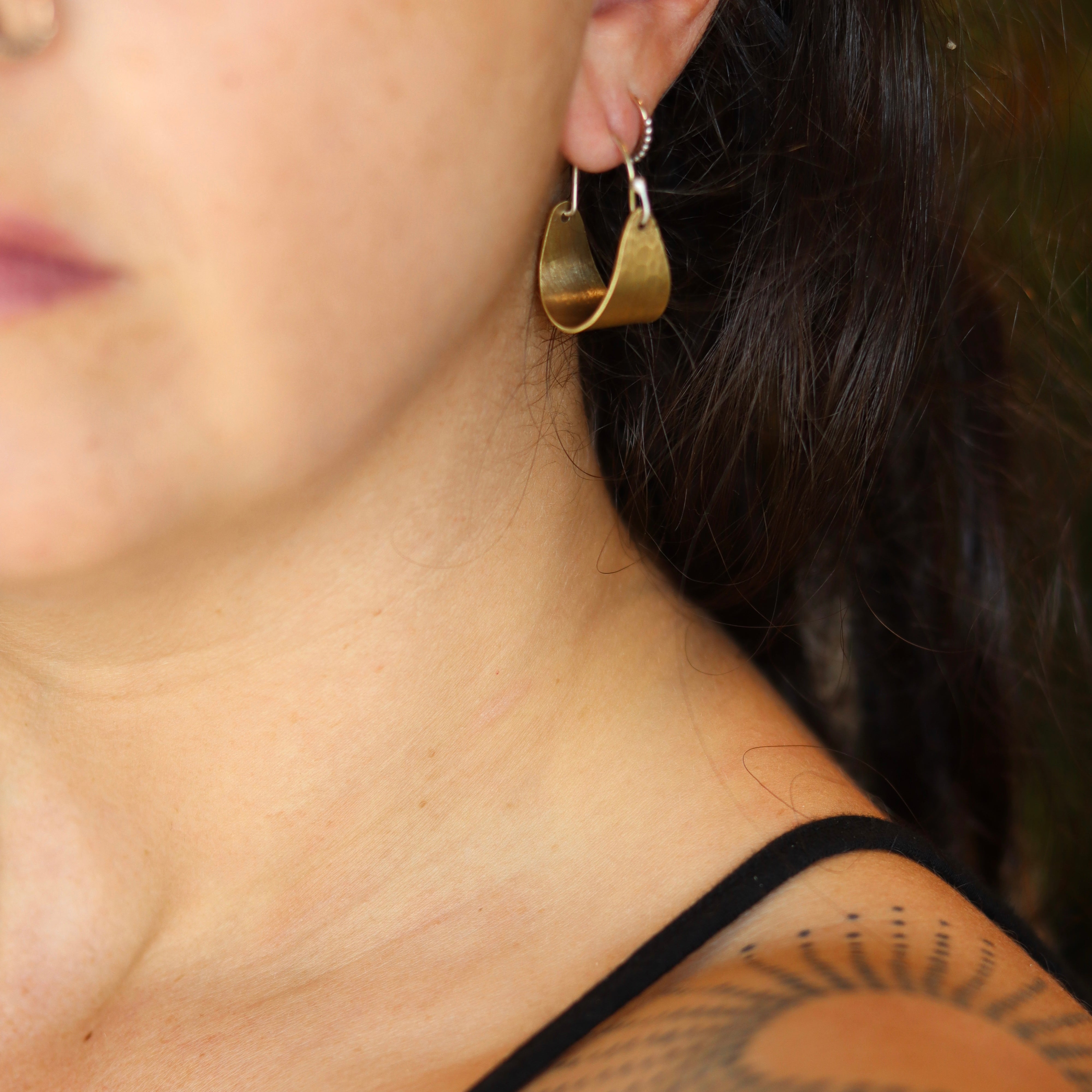 Brass Wide Hoop Earrings - 3 sizes