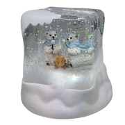 Lighted Swirl Polar Bears Cube Snowglobe