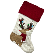 Fabric Holiday Deer Design Stocking - Looking Right