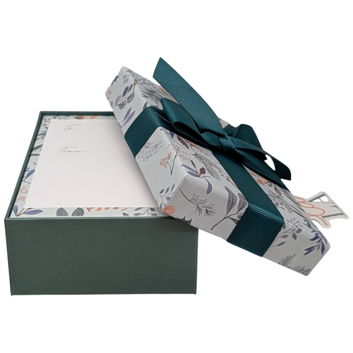 Gift Box for Gift Cards - 5" x 3.75" - Cream Wildflower & Teal