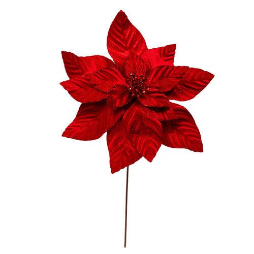 Red Velvet Poinsettia Stem - 22 Inch