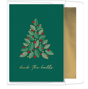 Foil Accented Embossed Cards (Deck the Halls with Holly Tree)