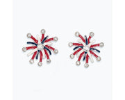 Patriotic Fireworks Burst Earrings – Red, White  and  Blue