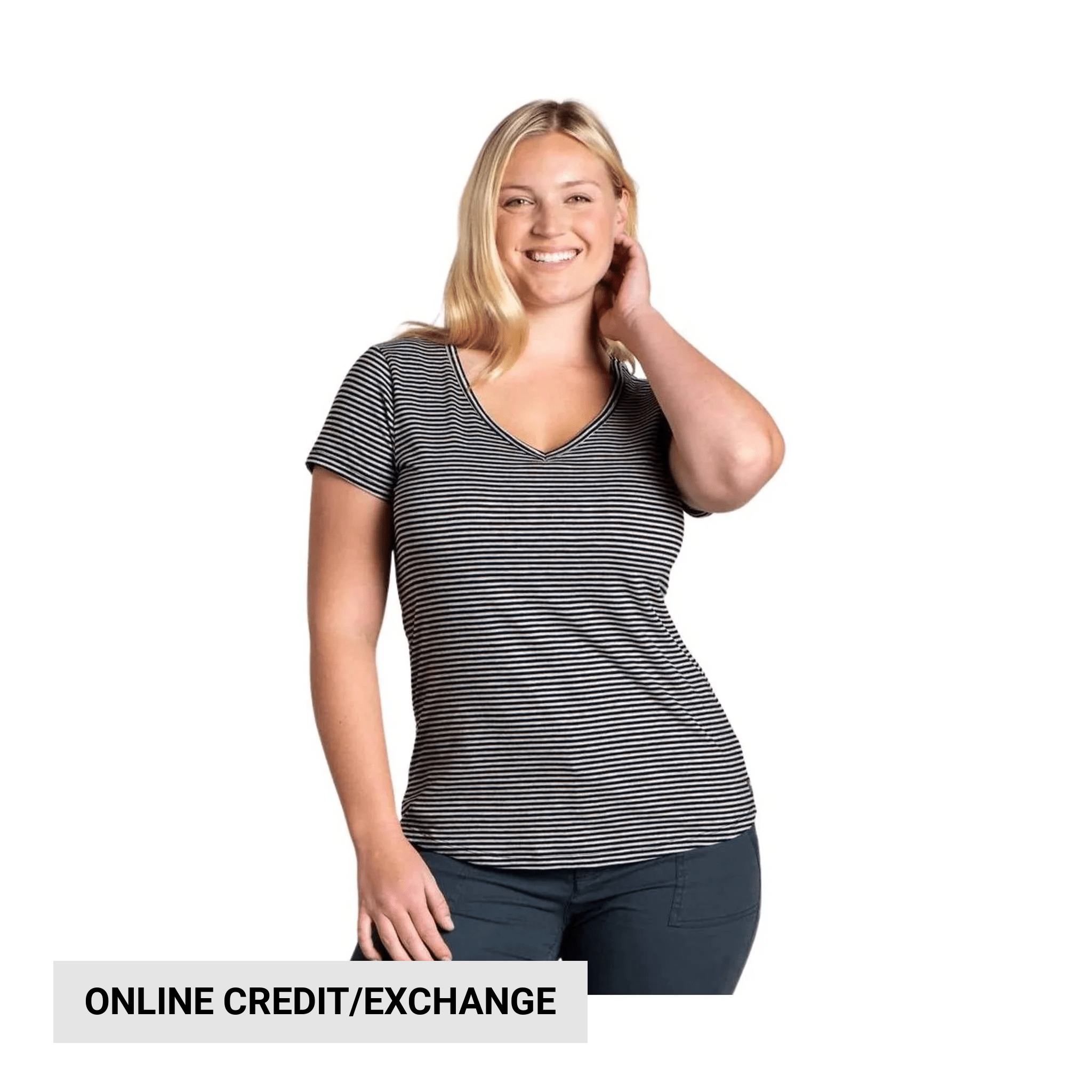 Toad & Co Women's Marley II Short Sleeve Tee - Heather Grey Stripe by Lenny's Shoe & Apparel