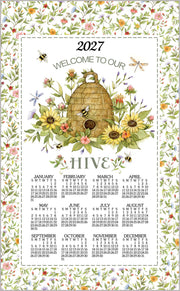 2027 Linen Calendar Towel - Bee Floral