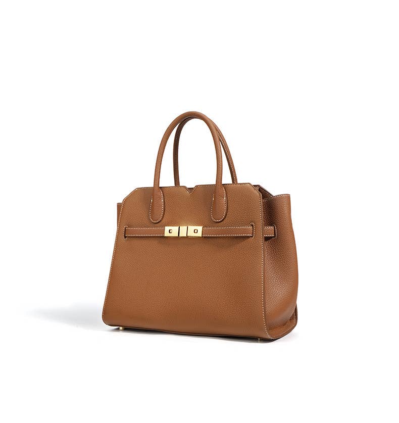 Top Handle Metallic Lock Boston Bag Shoulder Bag by elliparr