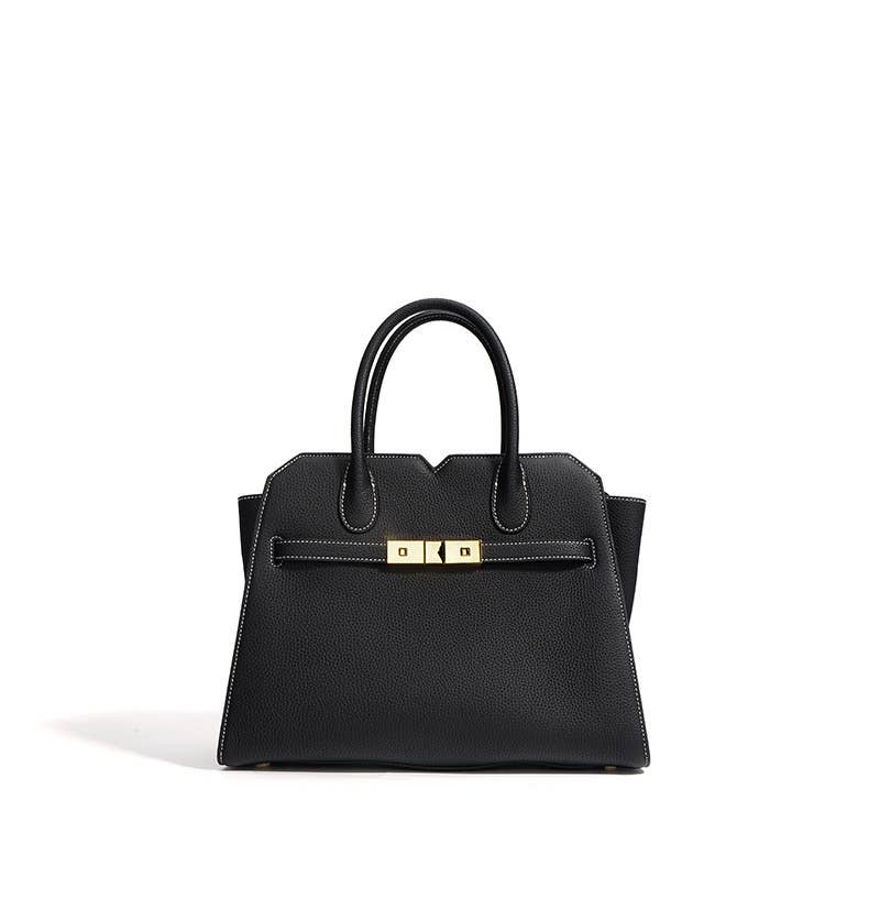 Top Handle Metallic Lock Boston Bag Shoulder Bag by elliparr