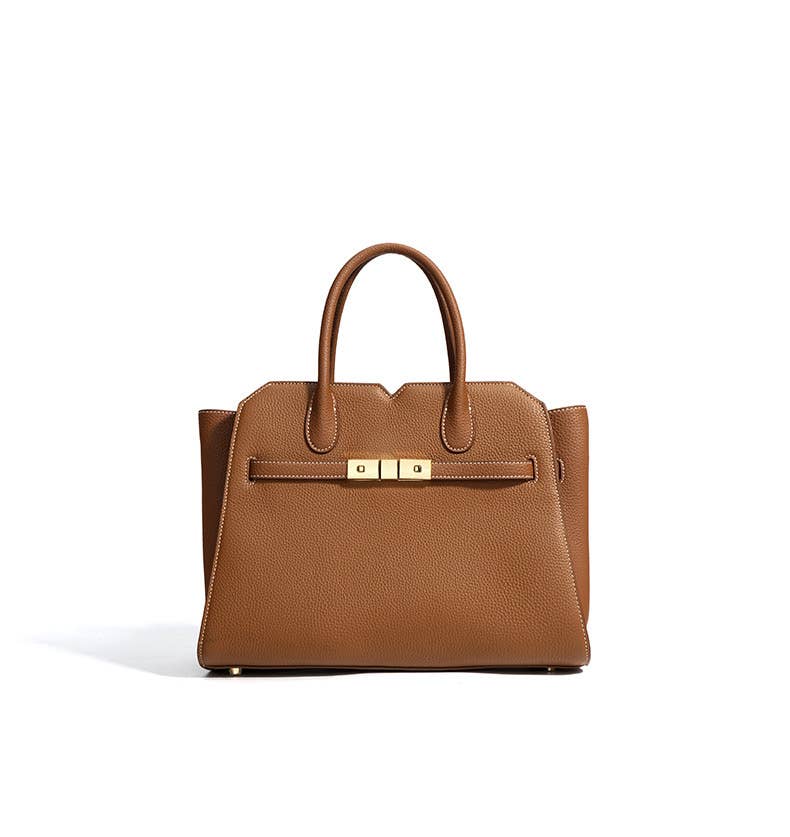 Top Handle Metallic Lock Boston Bag Shoulder Bag by elliparr