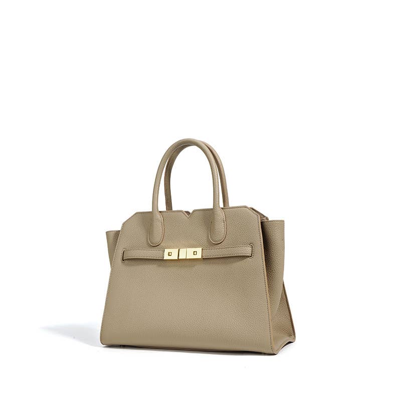 Top Handle Metallic Lock Boston Bag Shoulder Bag by elliparr