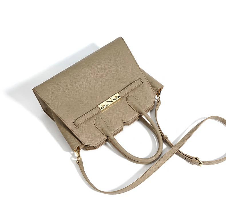 Top Handle Metallic Lock Boston Bag Shoulder Bag by elliparr