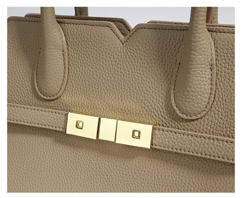 Top Handle Metallic Lock Boston Bag Shoulder Bag by elliparr