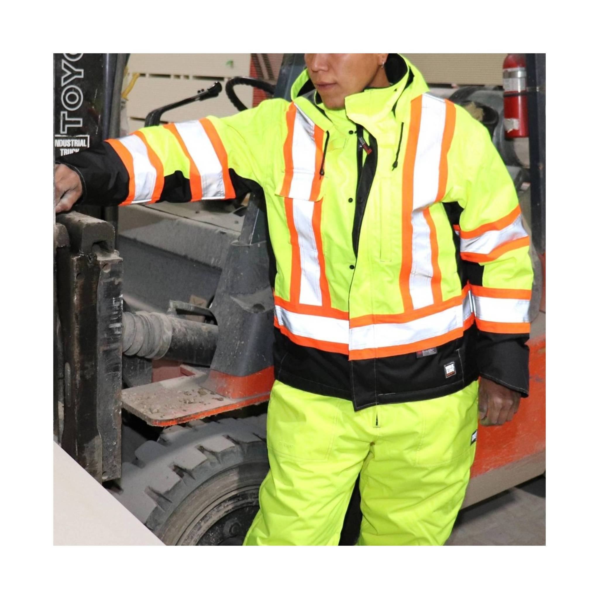 Tough Duck Men's Fleece Lined Safety Jacket - Fluorescent Green by Lenny's Shoe & Apparel