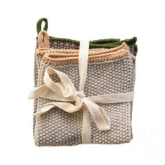 Dish Cloth - Square Cotton Knit w/Loop Set of 2 by Homeportonline