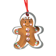 Gingerbread Cookie Cutter Ornament - Red and White Buttons