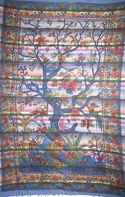 Tapestry Twin Size Overprint Madras Tree Of Life Blue by Homeportonline