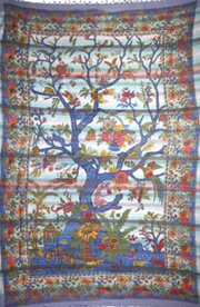 Tapestry Twin Size Overprint Madras Tree Of Life Green by Homeportonline