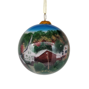 Hand Painted Glass Globe Ornament - Vermont Village