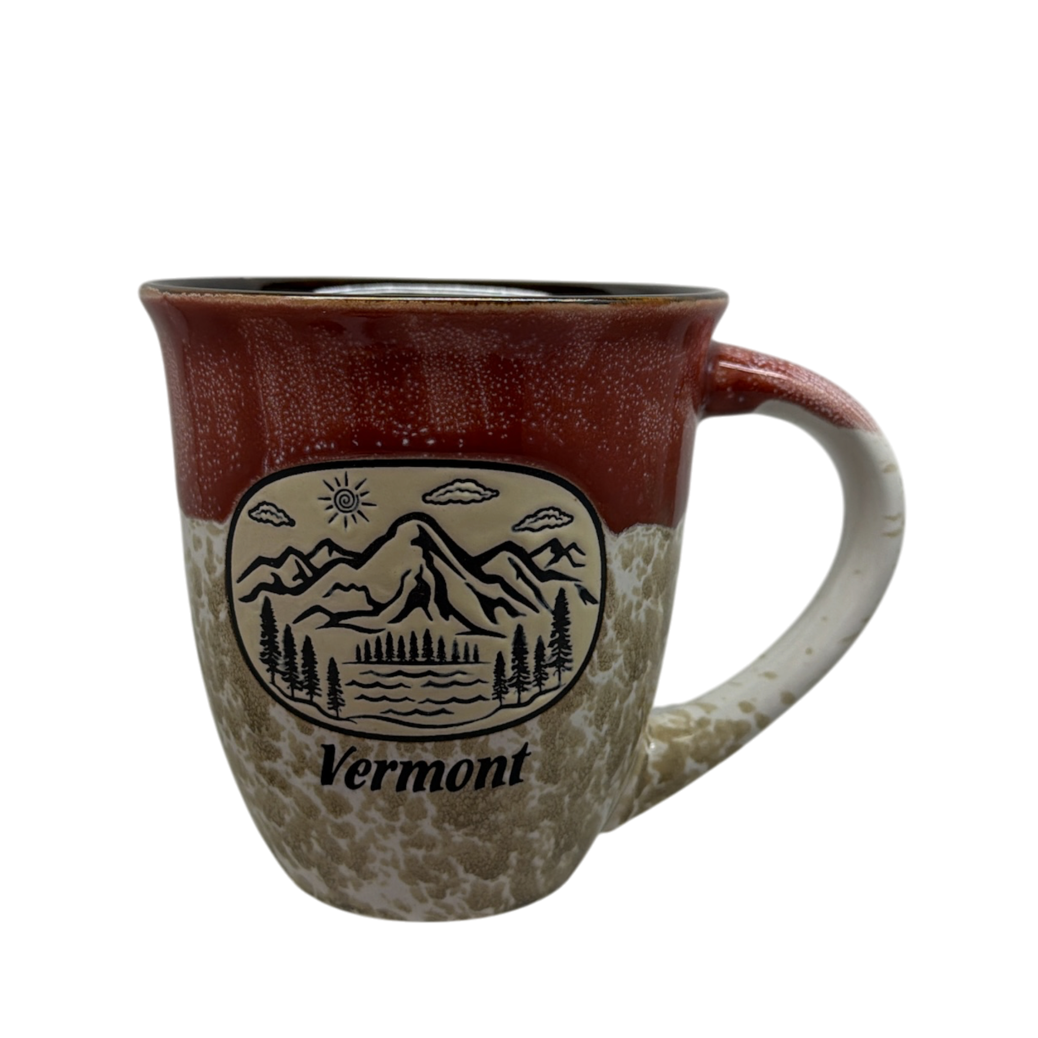 Mountain Scene Drip Glaze Mug - Red