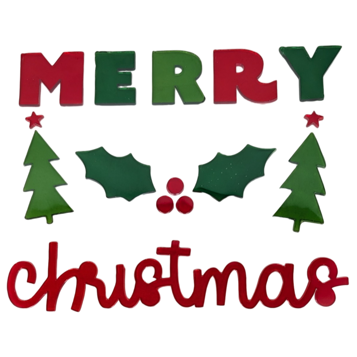 Holiday Window Gel Clings – Merry Christmas Message Set (11 Pieces)
