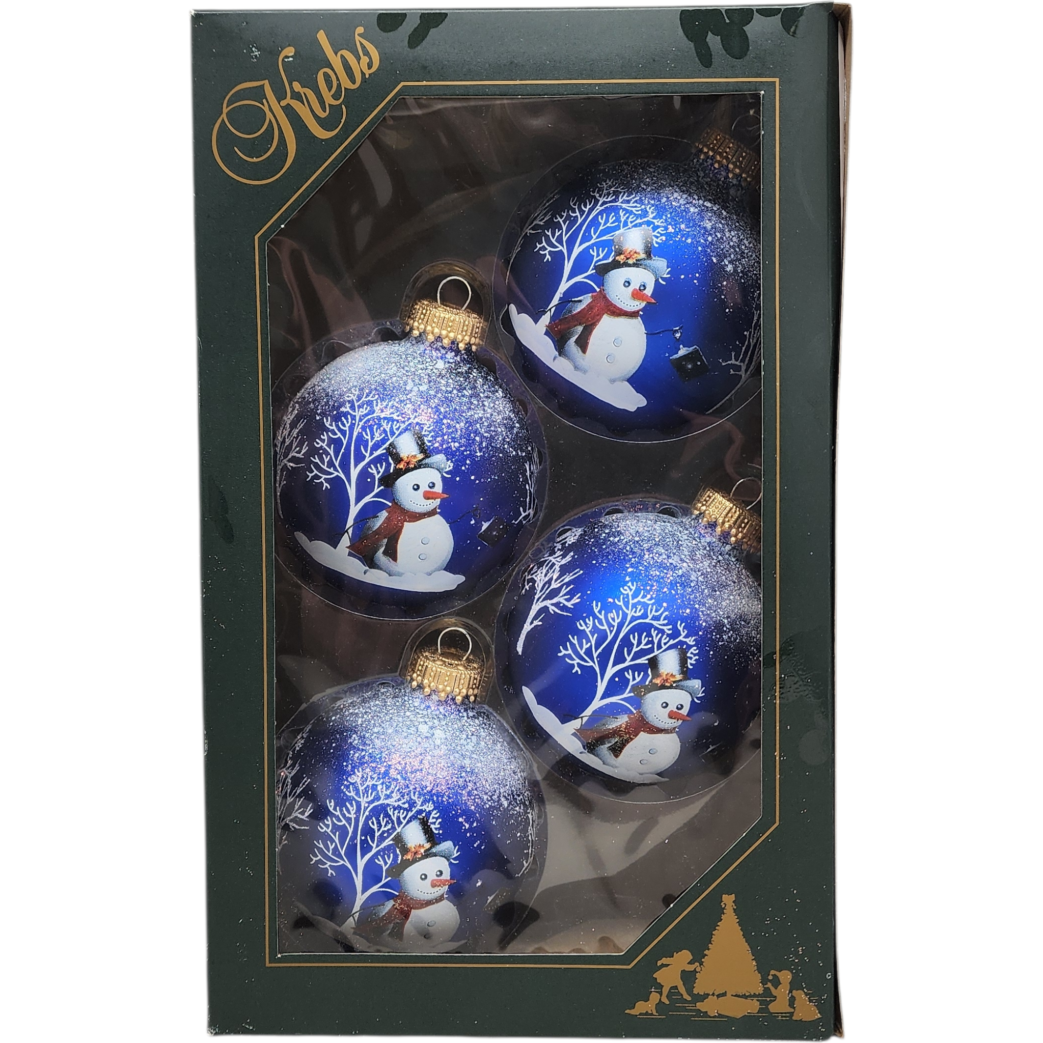 Krebs Value Glass Ball 4 pack - Woodland Snowman