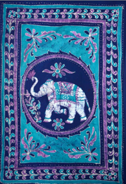 Tapestry Twin Size White Elephant Batik Blue/purple by Homeportonline