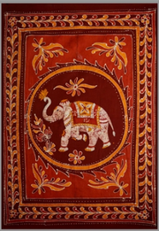 Tapestry Twin Size White Elephant Batik Red/orange by Homeportonline
