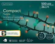 LED Twinkle Stringlight - 500 Lights - Multicolor - Green Wire