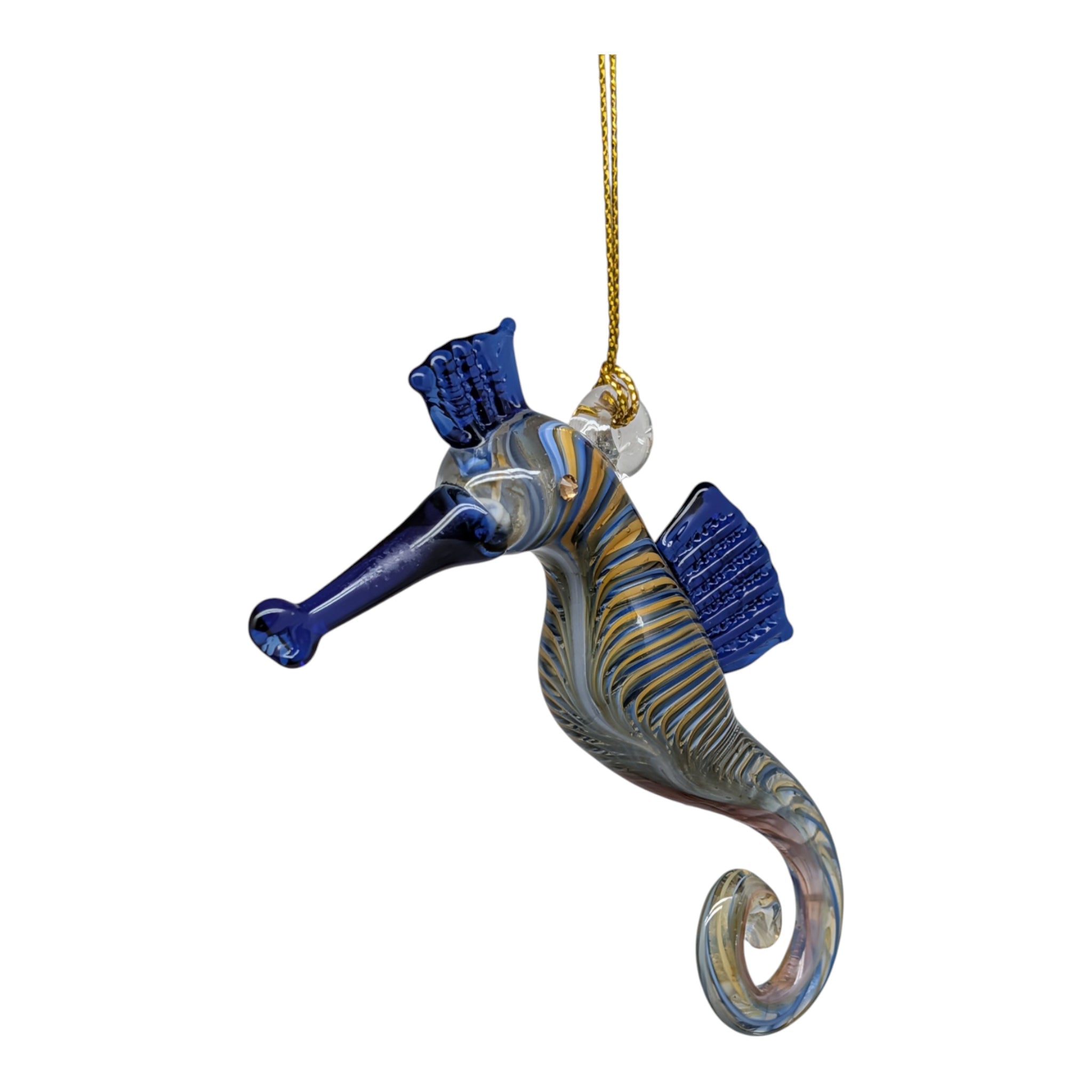 Royal Blue and Clear Seahorse Ornament with Asfour Crystal Eyes