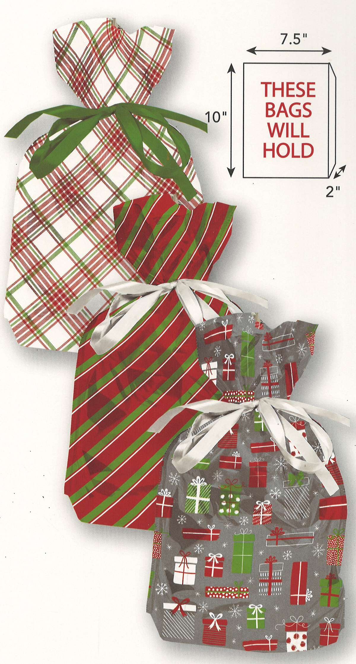 Foil Pull String Gift Bags – Set of 3
