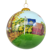 Hand Painted Glass Globe Ornament - Vermont Collage