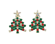 Twinkling Festive Trees With Crystals Earrings