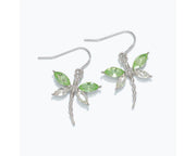 Fanciful Crystal Dragonfly Earrings – Spring Green & Clear