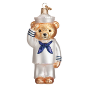 Old World Christmas Navy Bear Glass Blown Ornament