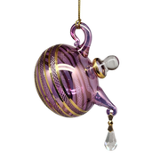 Glass Teapot with Crystal 'droplet' Ornament - Purple