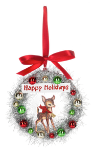 Vintage Reindeer in Wreath Ornament