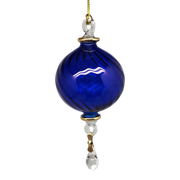 Ribbed Sphere Glass With Gold Accents - Cobalt