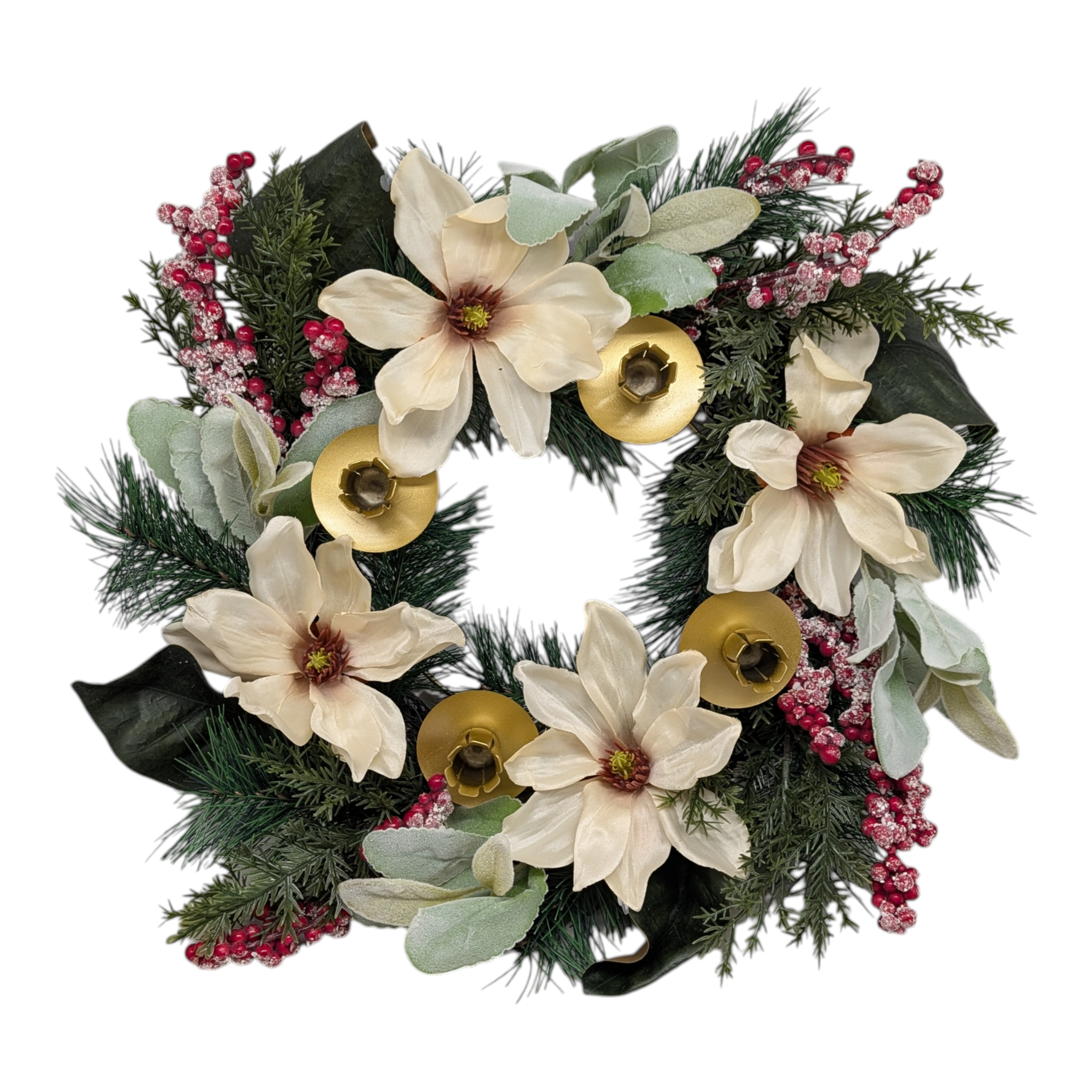Magnolia Christmas Advent Wreath - 16 Inch