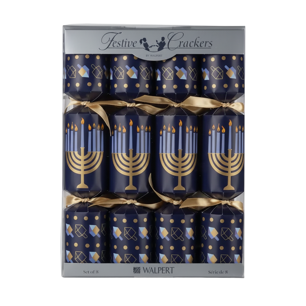 10 inch 8 Count Dreidels and Menorah Holiday Crackers