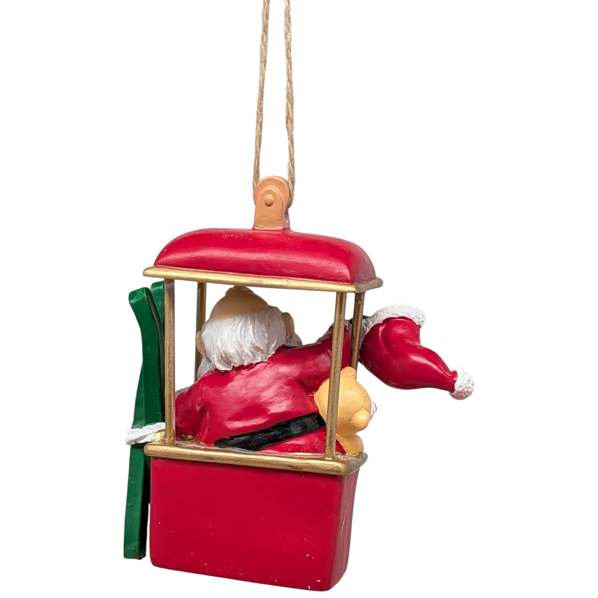 Santa's Ski Gondola Ornament - Red
