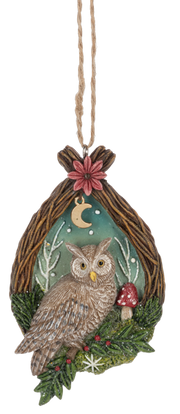 Woodland Owl  in Twig Wreath Ornaments