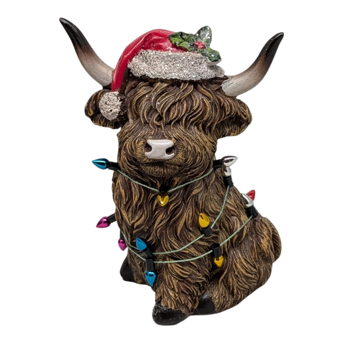 Resin Holiday Highland Cow