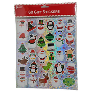60 Count Peel and Stick Gift Tags -  Santa / Elf Hat / Snowman