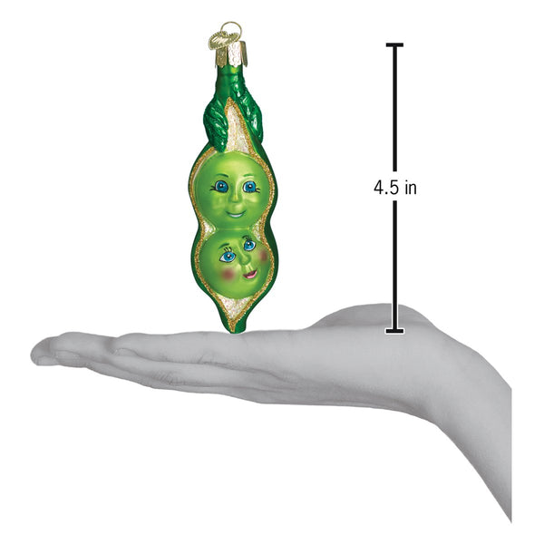 Two Peas In A Pod Glass Ornament