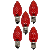 C7 Faceted LED Bulb - 5 Piece - Red