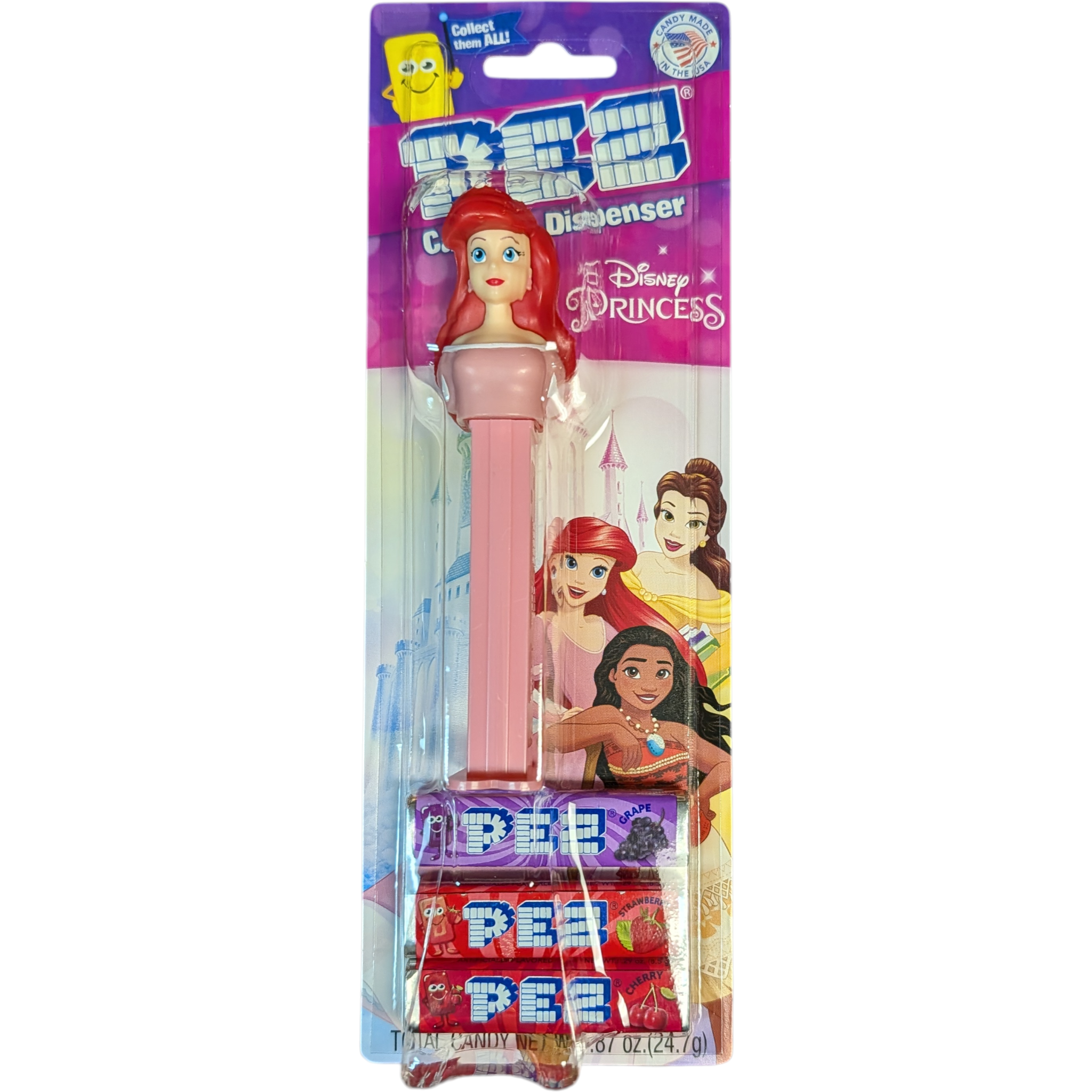 Pez 'Disney Princess' Dispenser with 3 Candy rolls - Ariel - Pink Dress