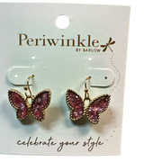 Butterfly Earrings – Pink Glitter with Gold Trim
